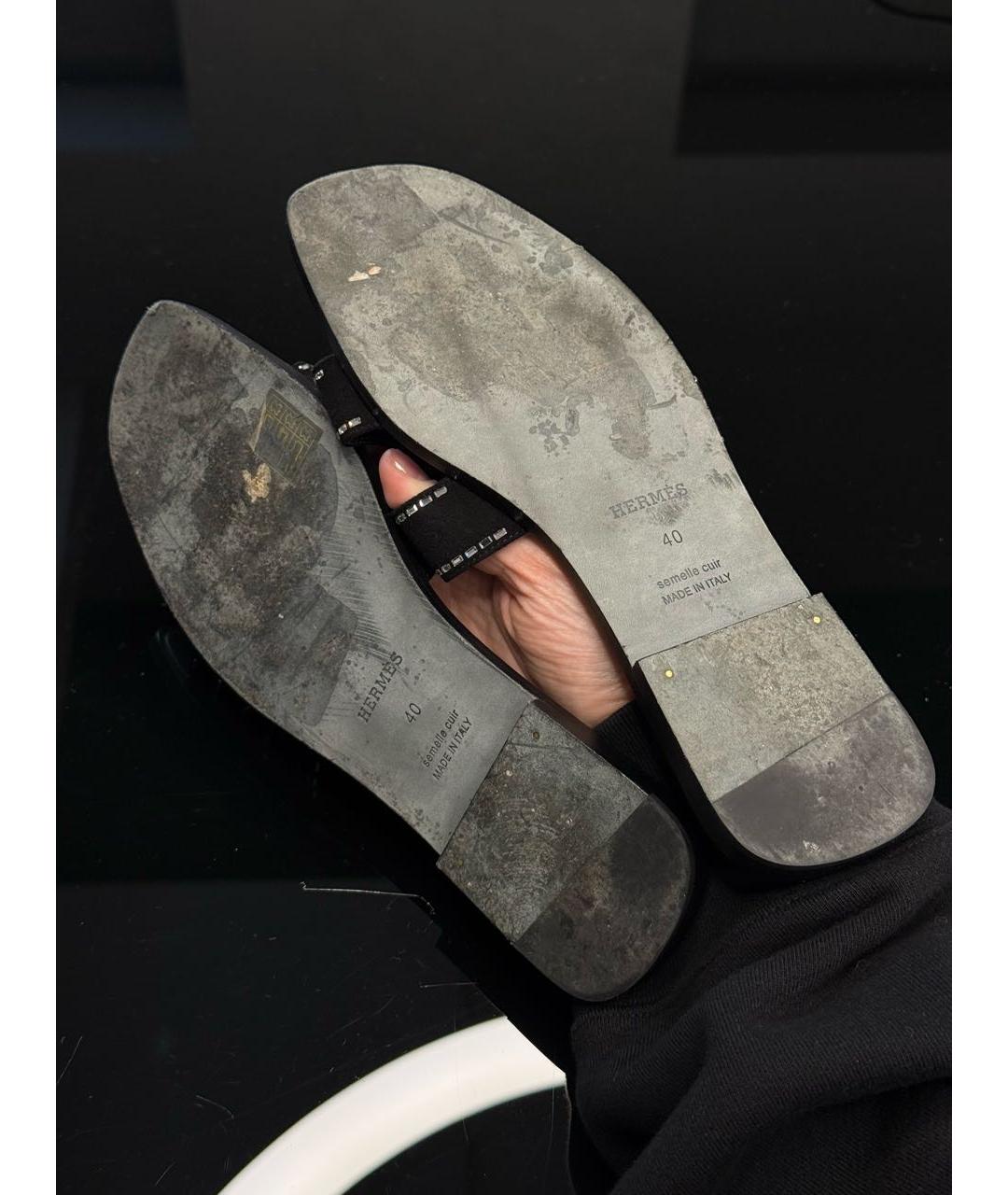 HERMES Черные замшевые сандалии, фото 5
