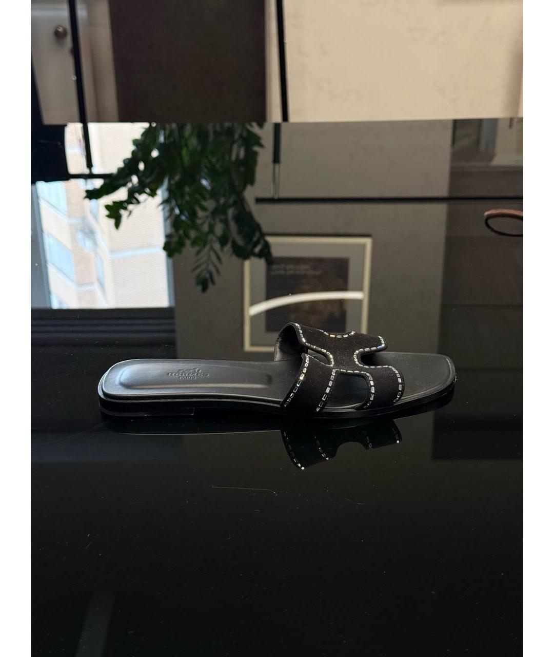 HERMES Черные замшевые сандалии, фото 6