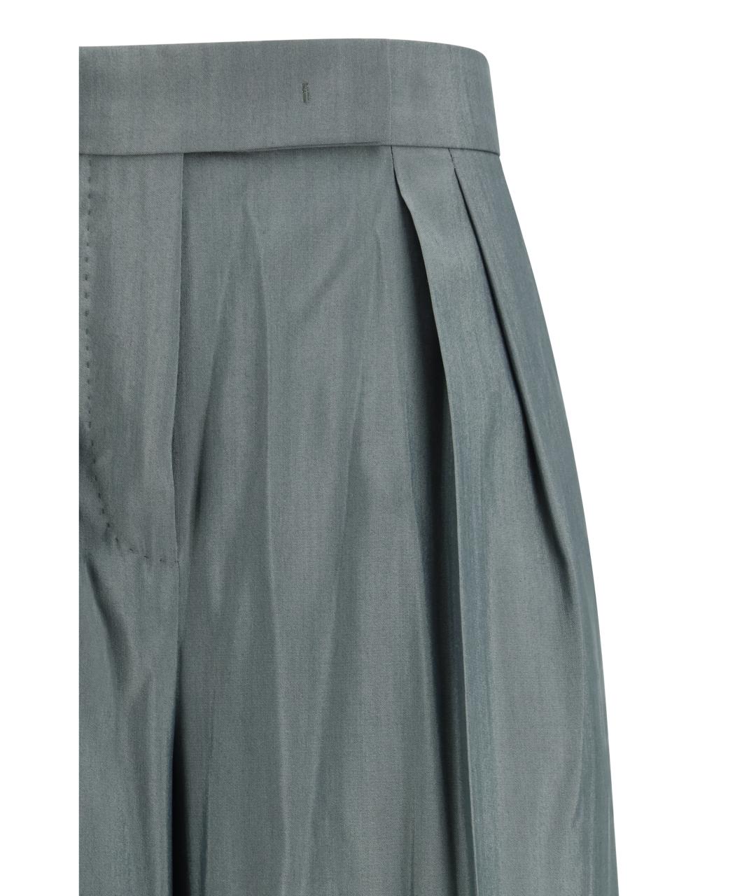 MAX MARA Зеленые шерстяные брюки широкие, фото 3