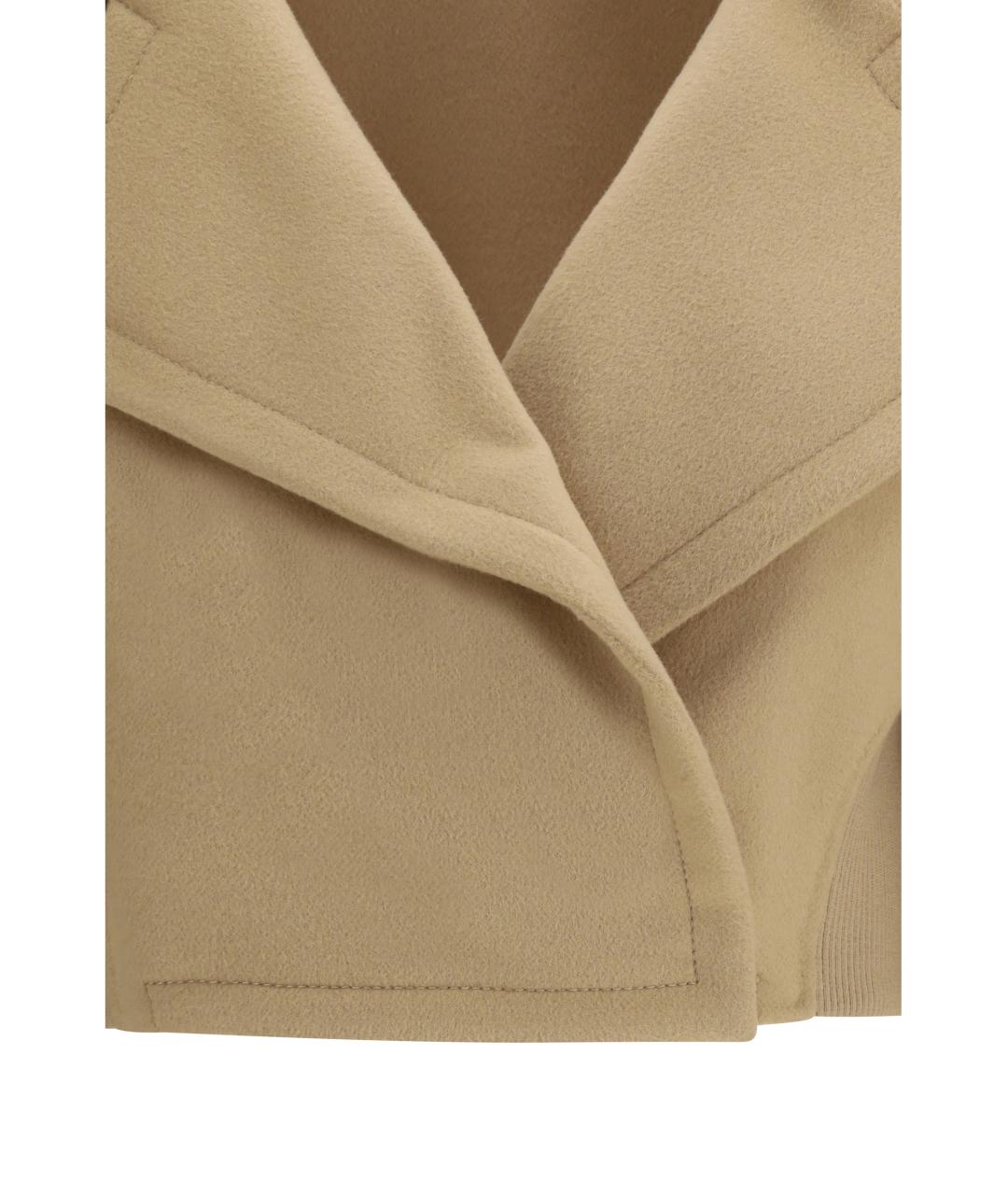 SPORTMAX Бежевое шерстяное пальто, фото 3