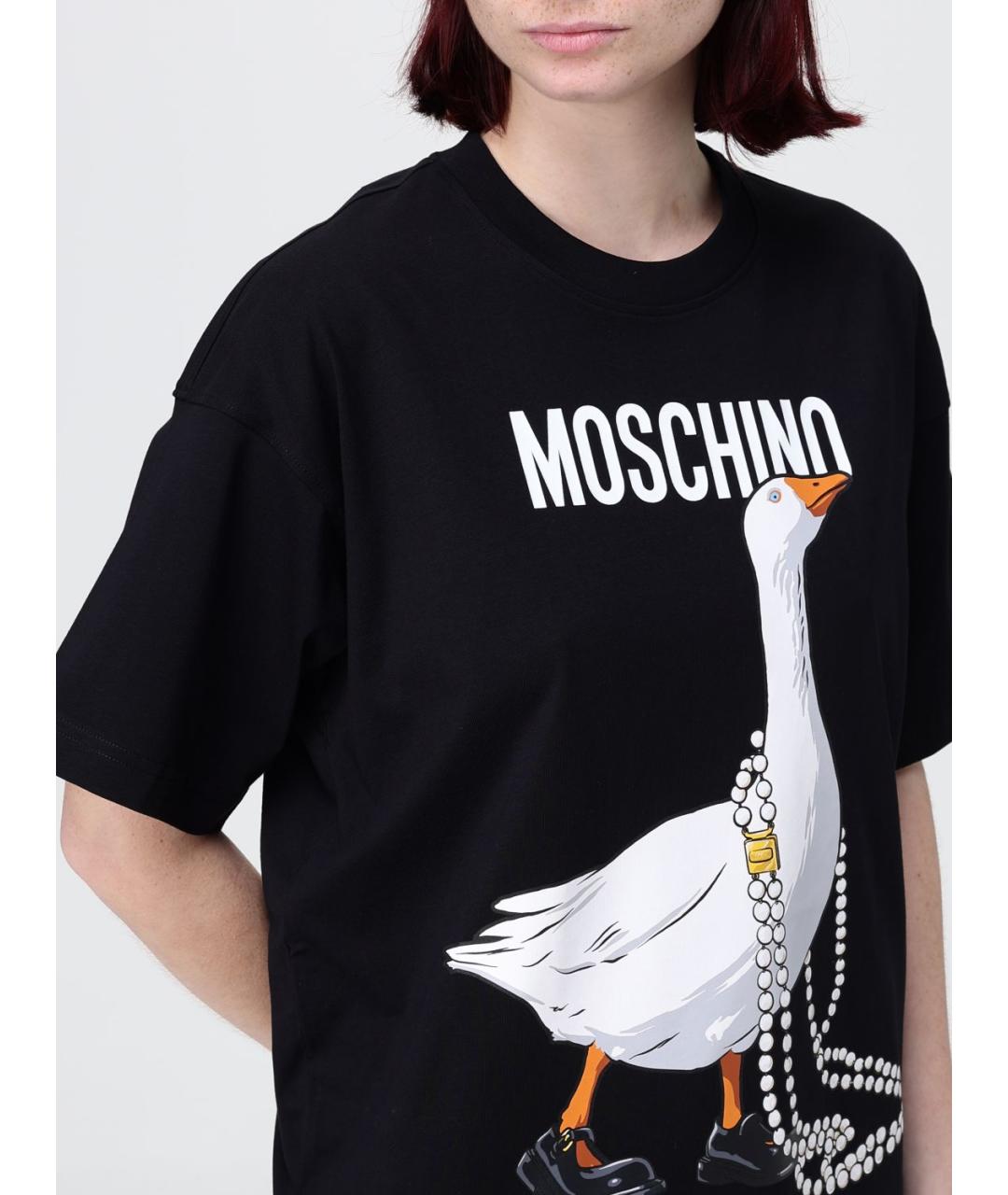 MOSCHINO Черная хлопковая футболка, фото 4