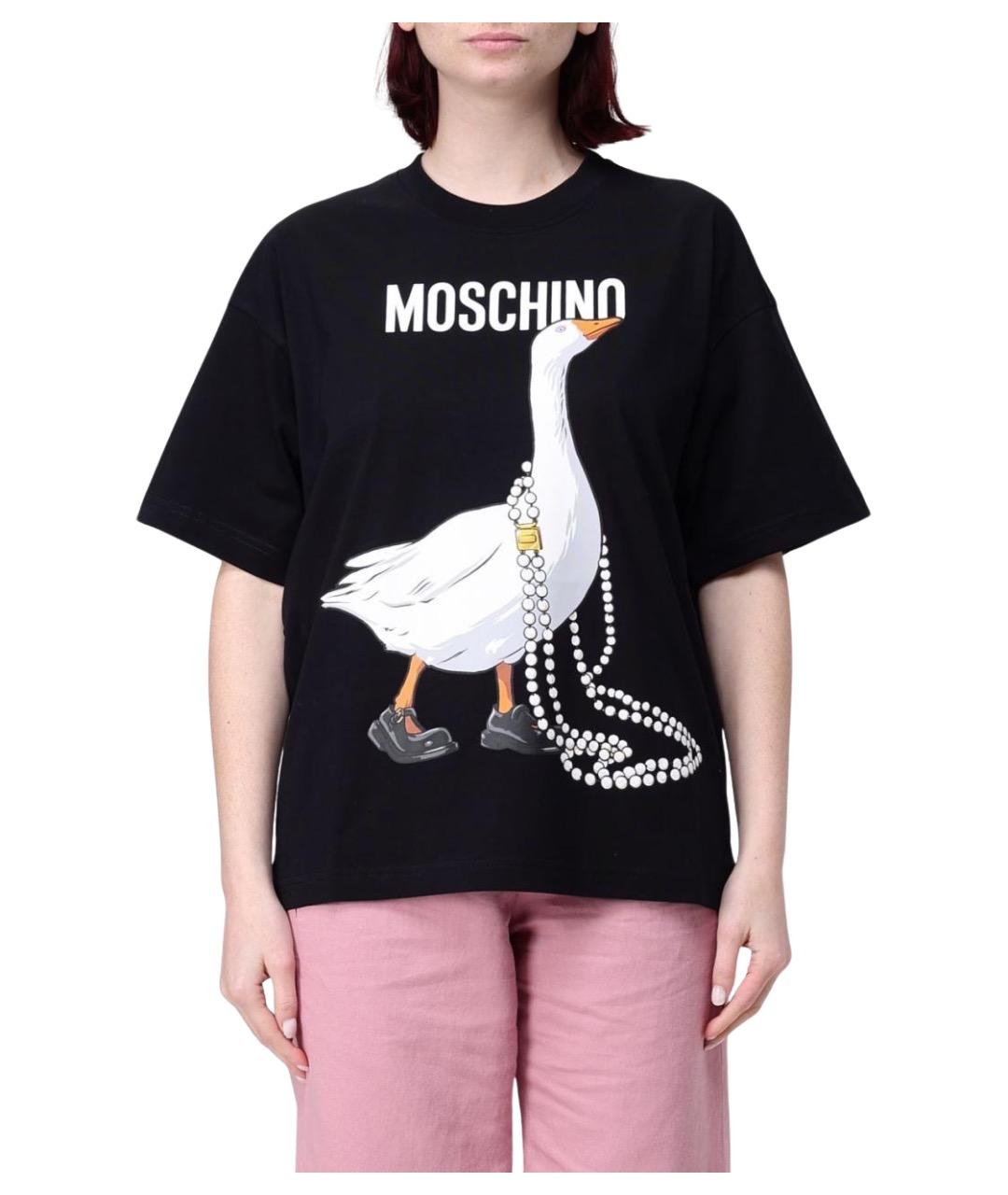MOSCHINO Черная хлопковая футболка, фото 1