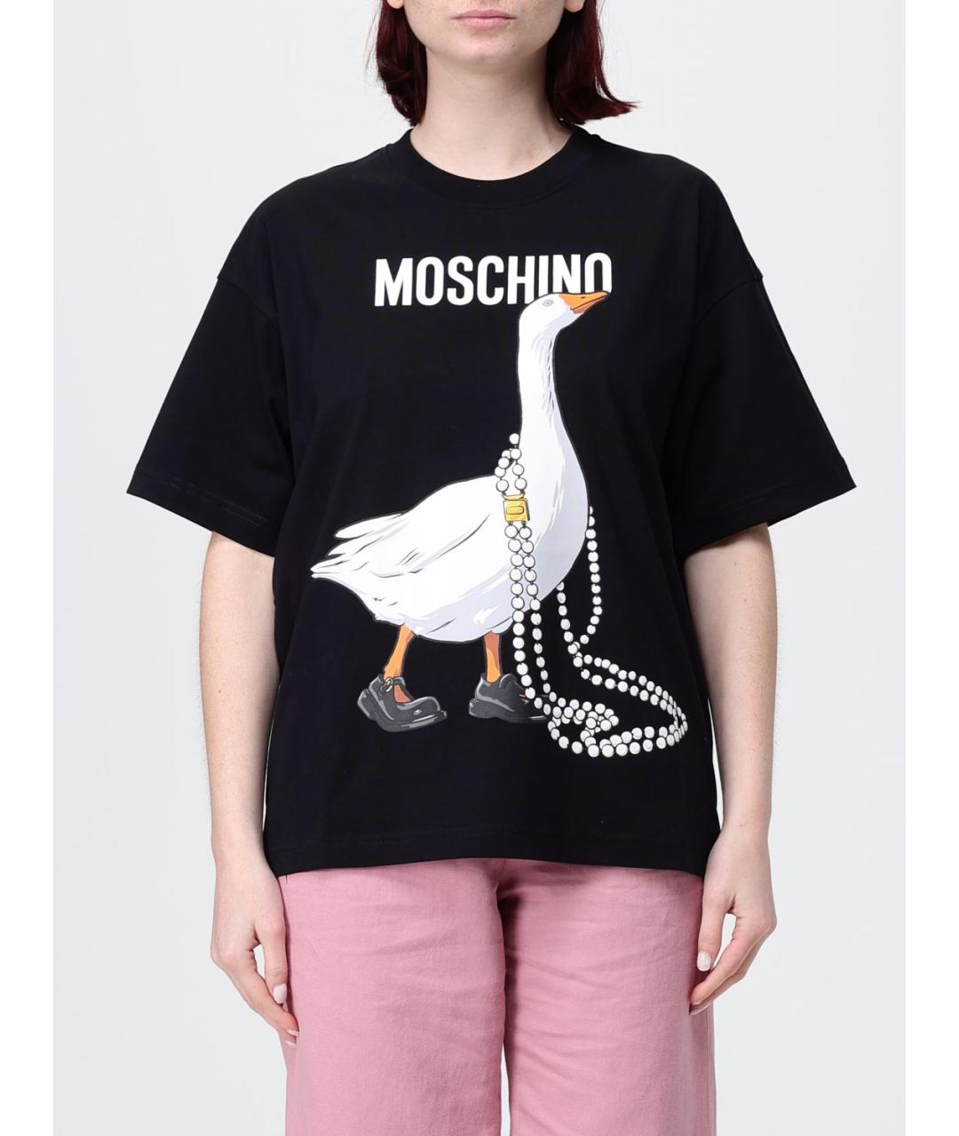 MOSCHINO Черная хлопковая футболка, фото 5
