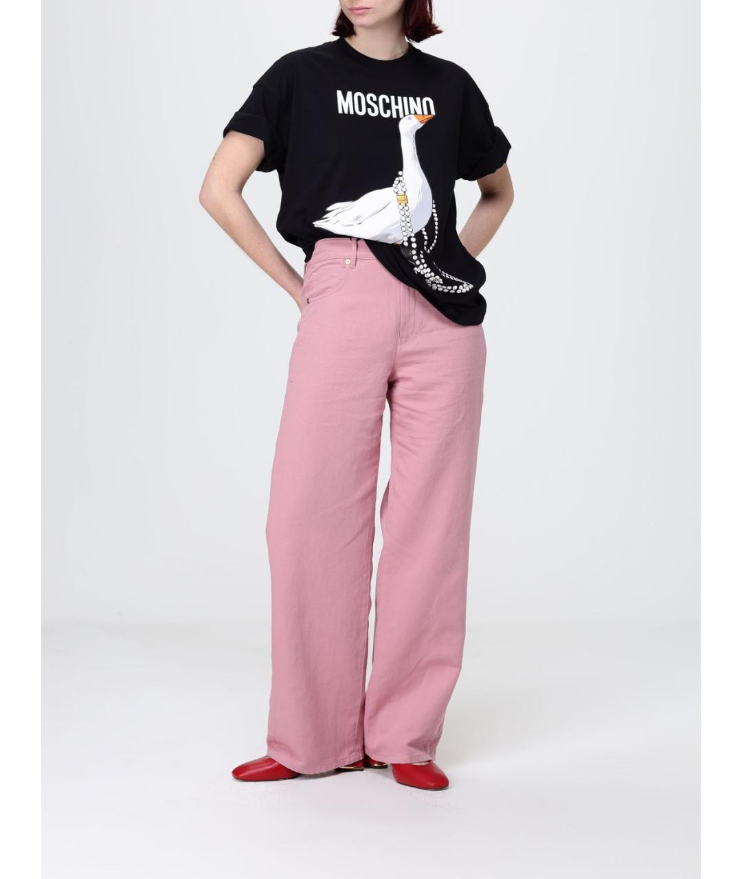 MOSCHINO Черная хлопковая футболка, фото 2