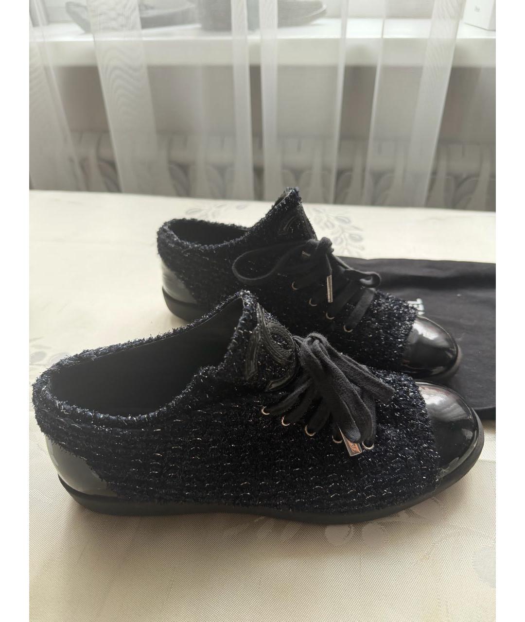 CHANEL Темно-синие текстильные кеды, фото 3