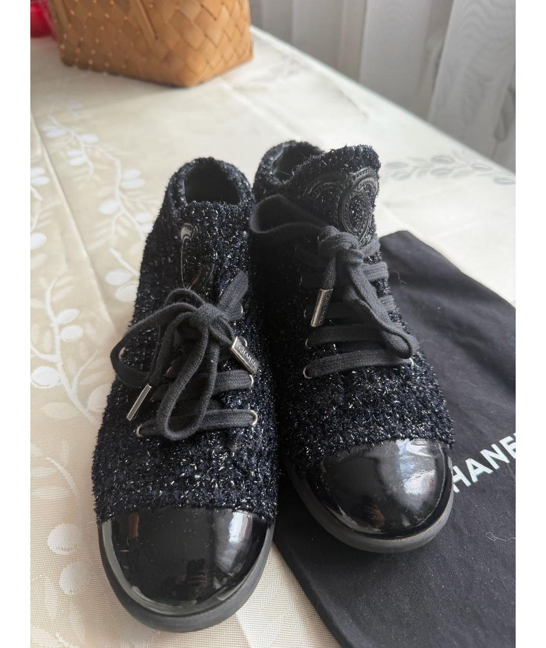 CHANEL Темно-синие текстильные кеды, фото 7