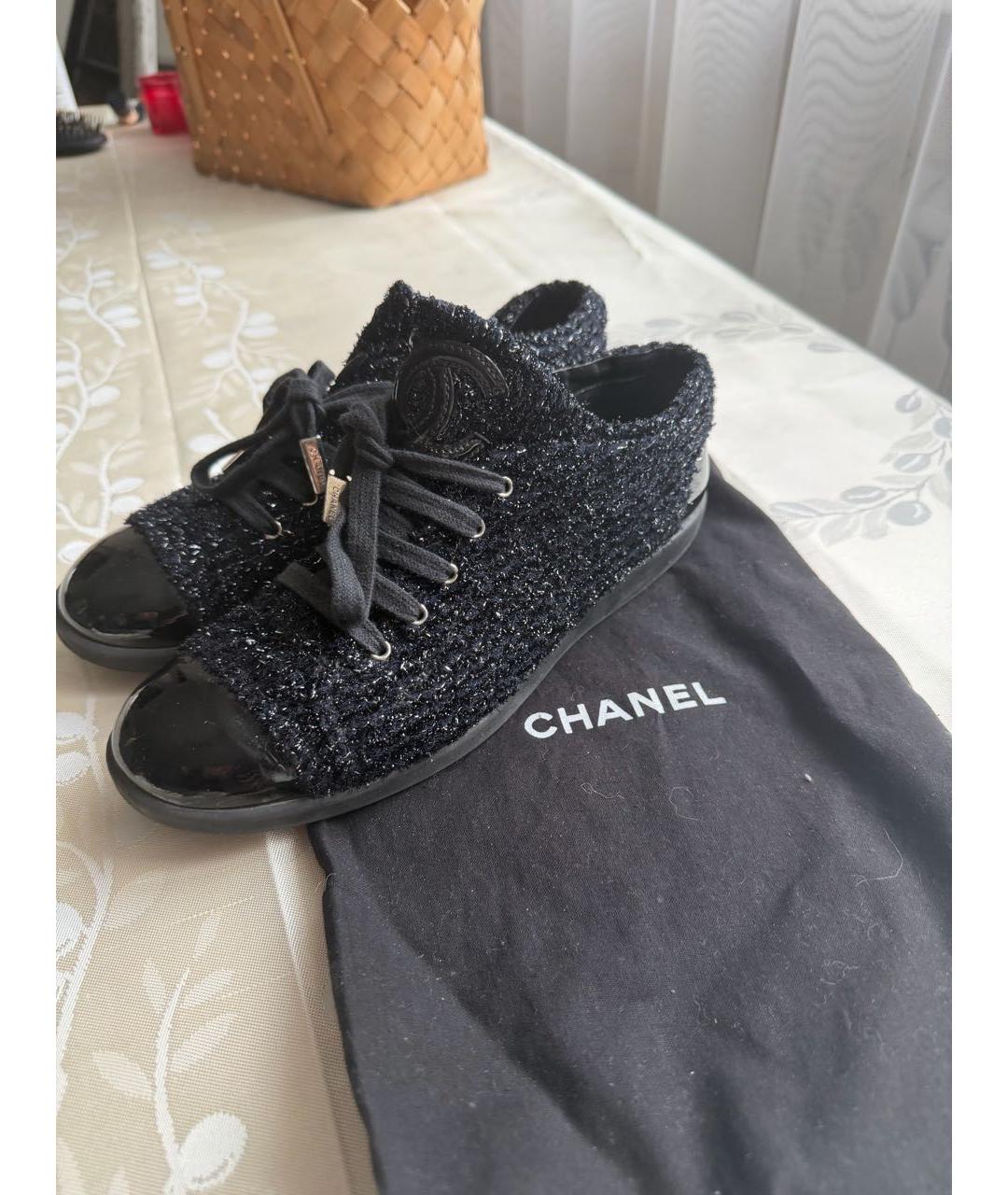 CHANEL Темно-синие текстильные кеды, фото 2