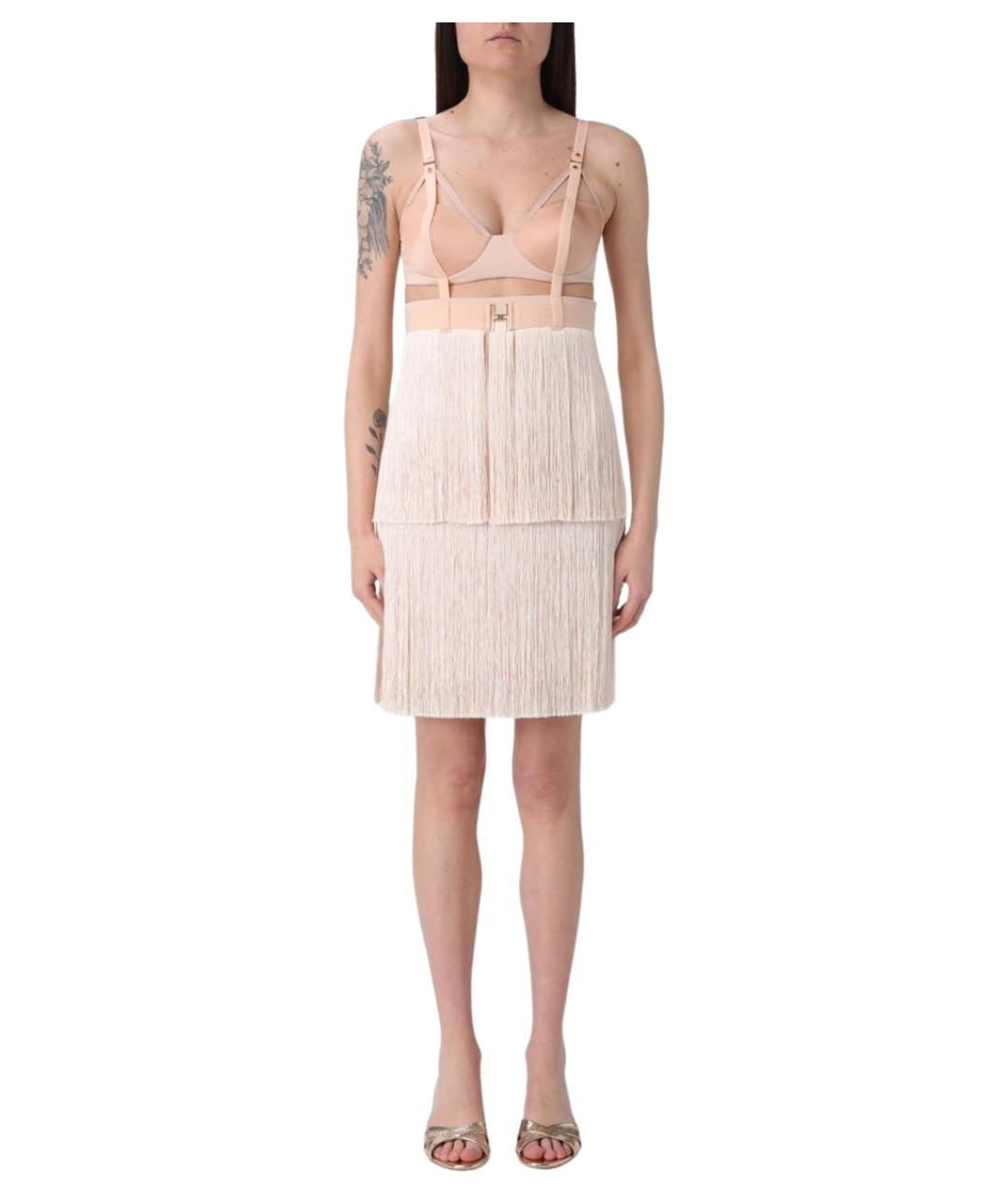 ELISABETTA FRANCHI Бежевое синтетическое платье, фото 1