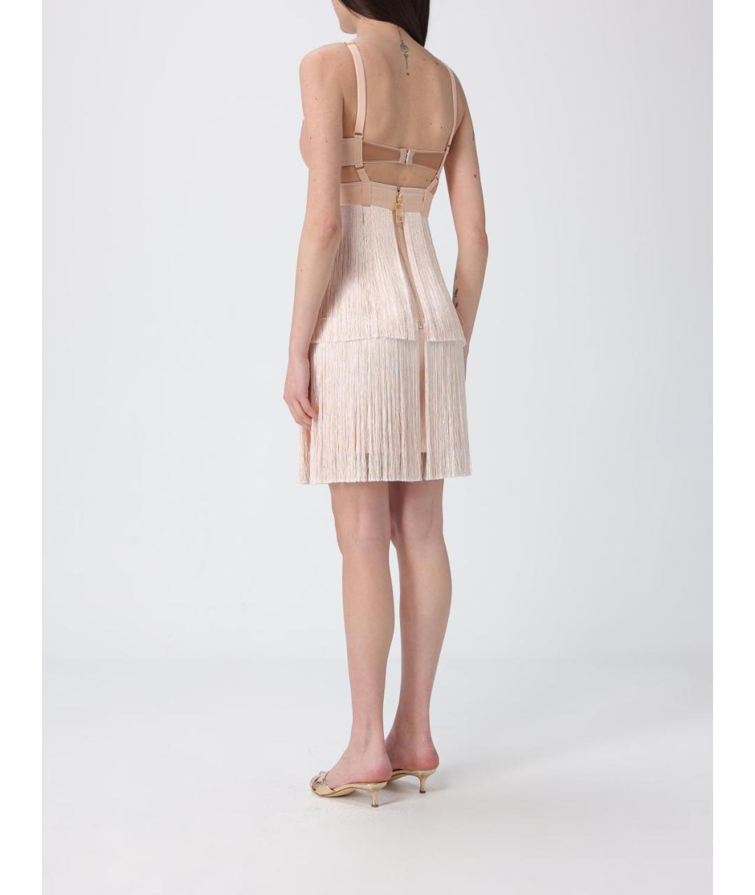 ELISABETTA FRANCHI Бежевое синтетическое платье, фото 2