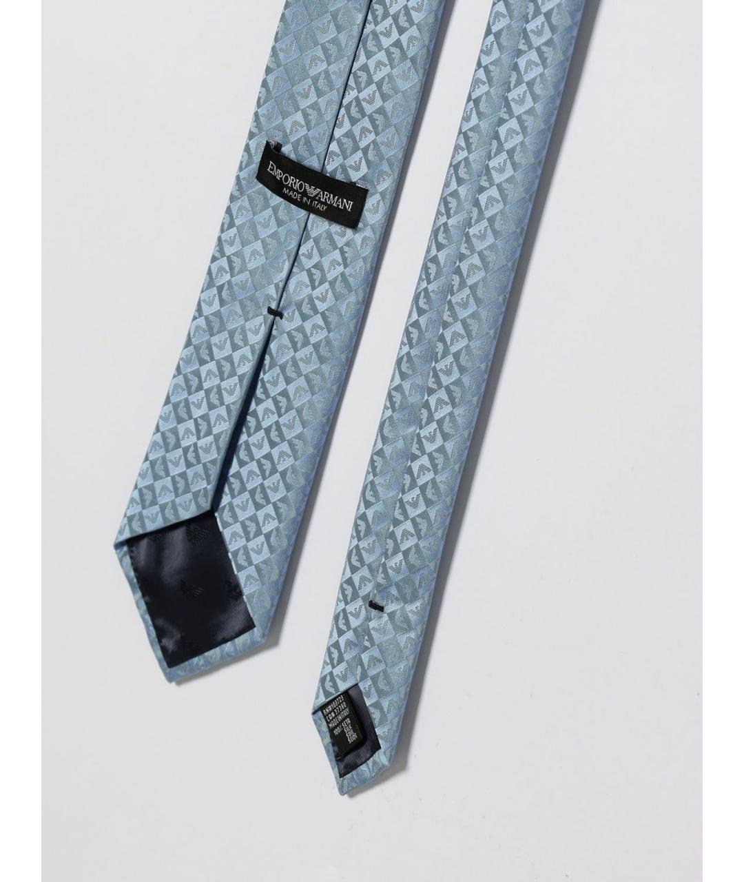 EMPORIO ARMANI Голубой шелковый галстук, фото 2