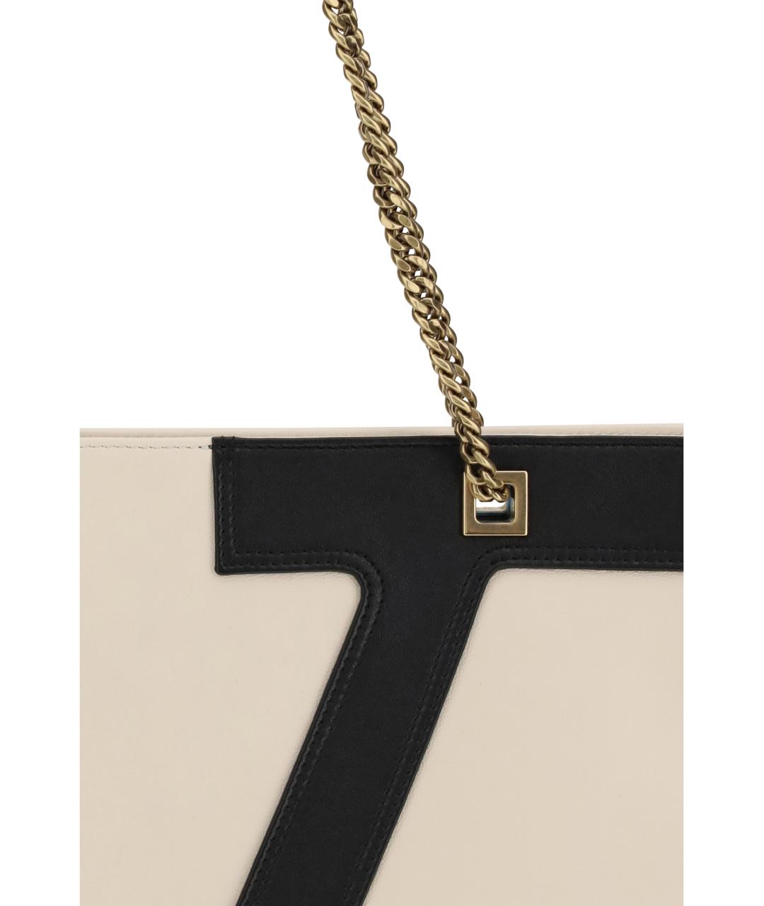 VALENTINO Белая кожаная сумка тоут, фото 4