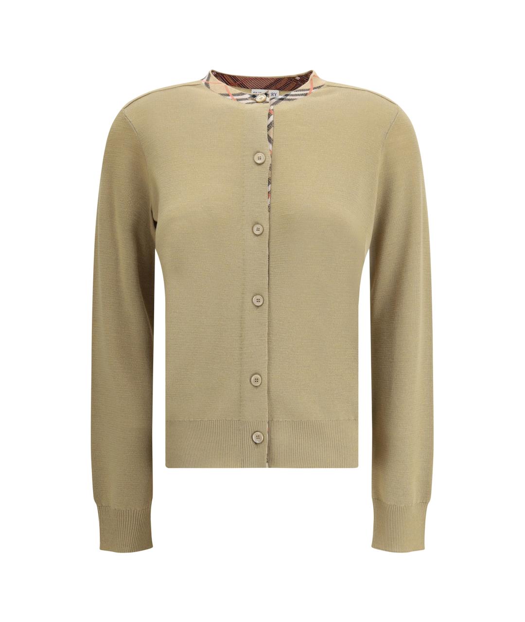 BURBERRY Бежевый шерстяной кардиган, фото 1