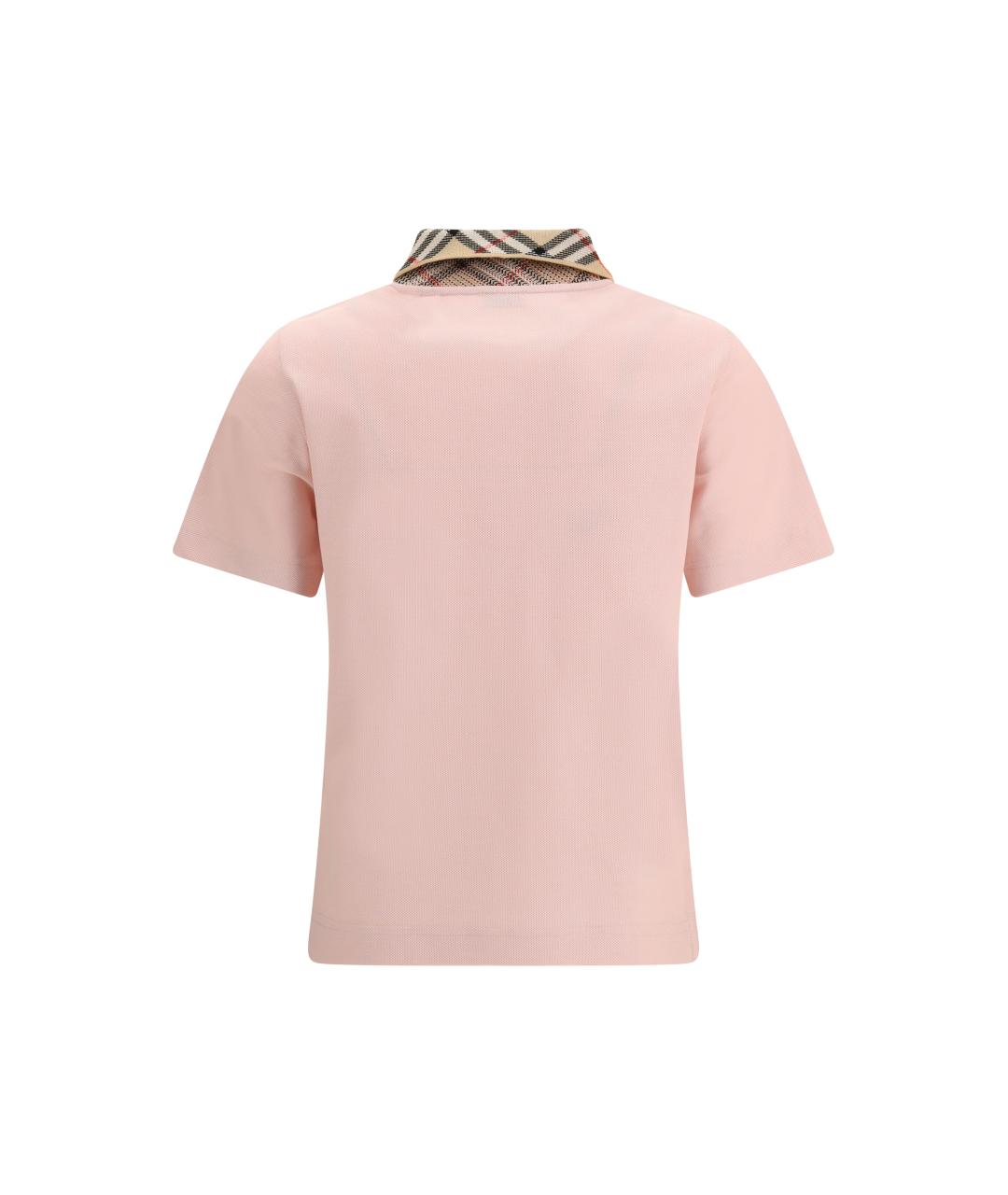 BURBERRY Розовая хлопковая футболка, фото 2