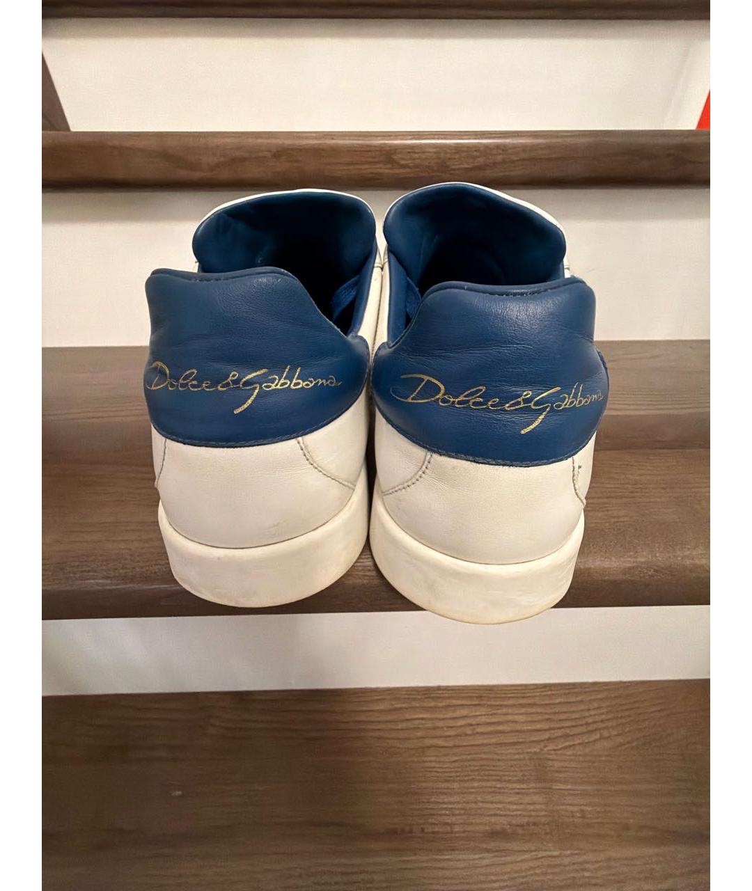 DOLCE&GABBANA Белые кожаные низкие кроссовки / кеды, фото 4