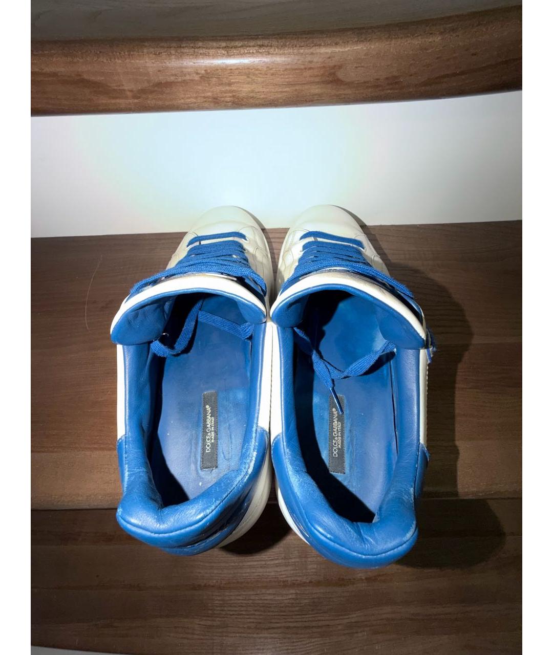 DOLCE&GABBANA Белые кожаные низкие кроссовки / кеды, фото 3