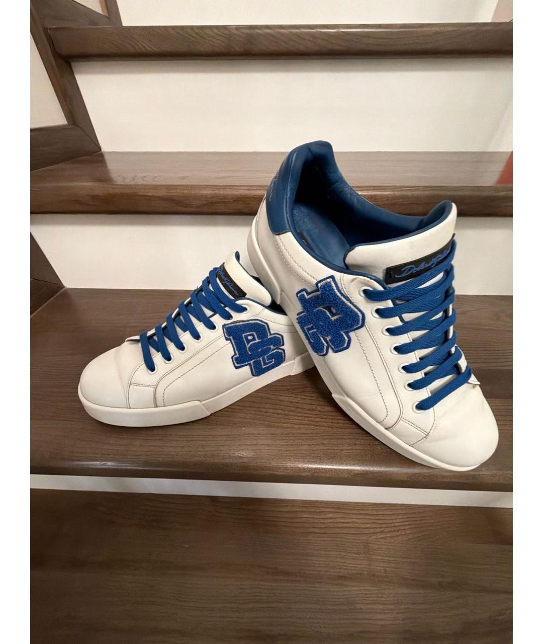 DOLCE&GABBANA Белые кожаные низкие кроссовки / кеды, фото 5