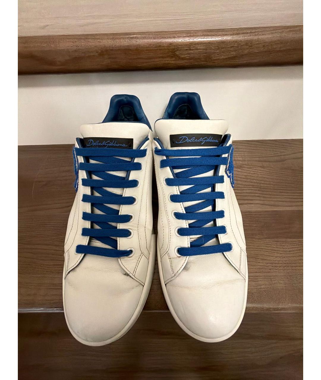 DOLCE&GABBANA Белые кожаные низкие кроссовки / кеды, фото 2