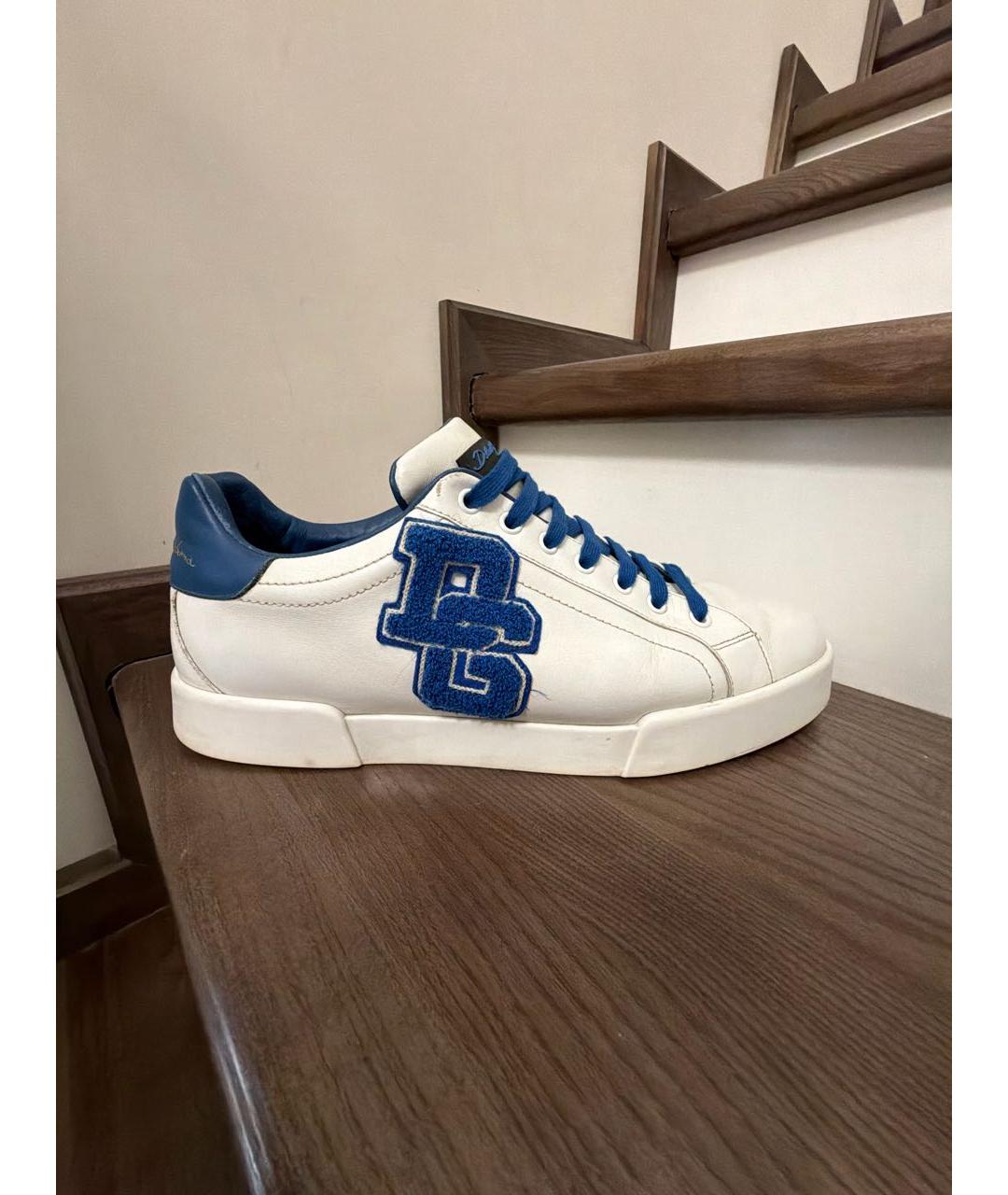 DOLCE&GABBANA Белые кожаные низкие кроссовки / кеды, фото 6