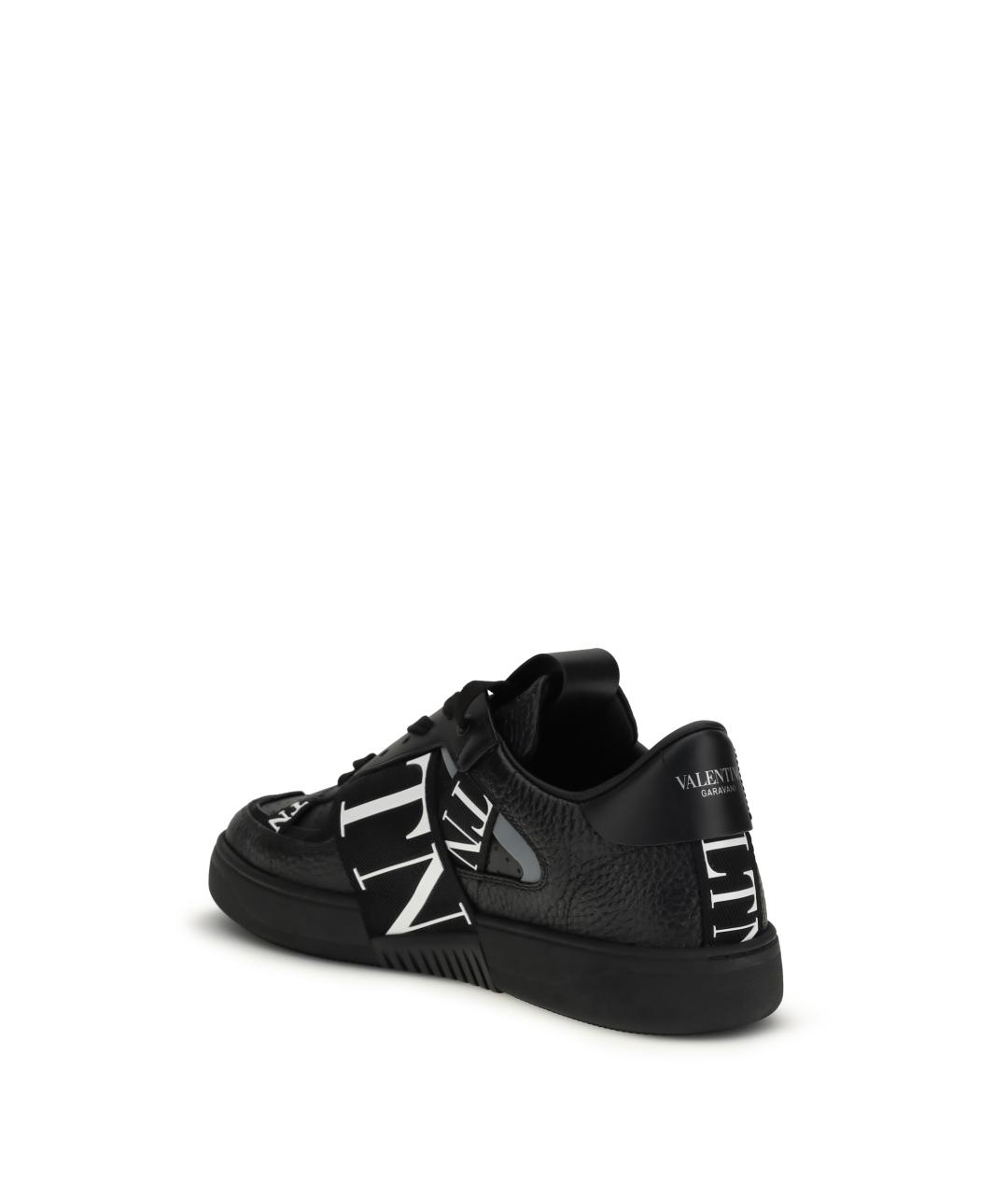 VALENTINO Черные кожаные низкие кроссовки / кеды, фото 3