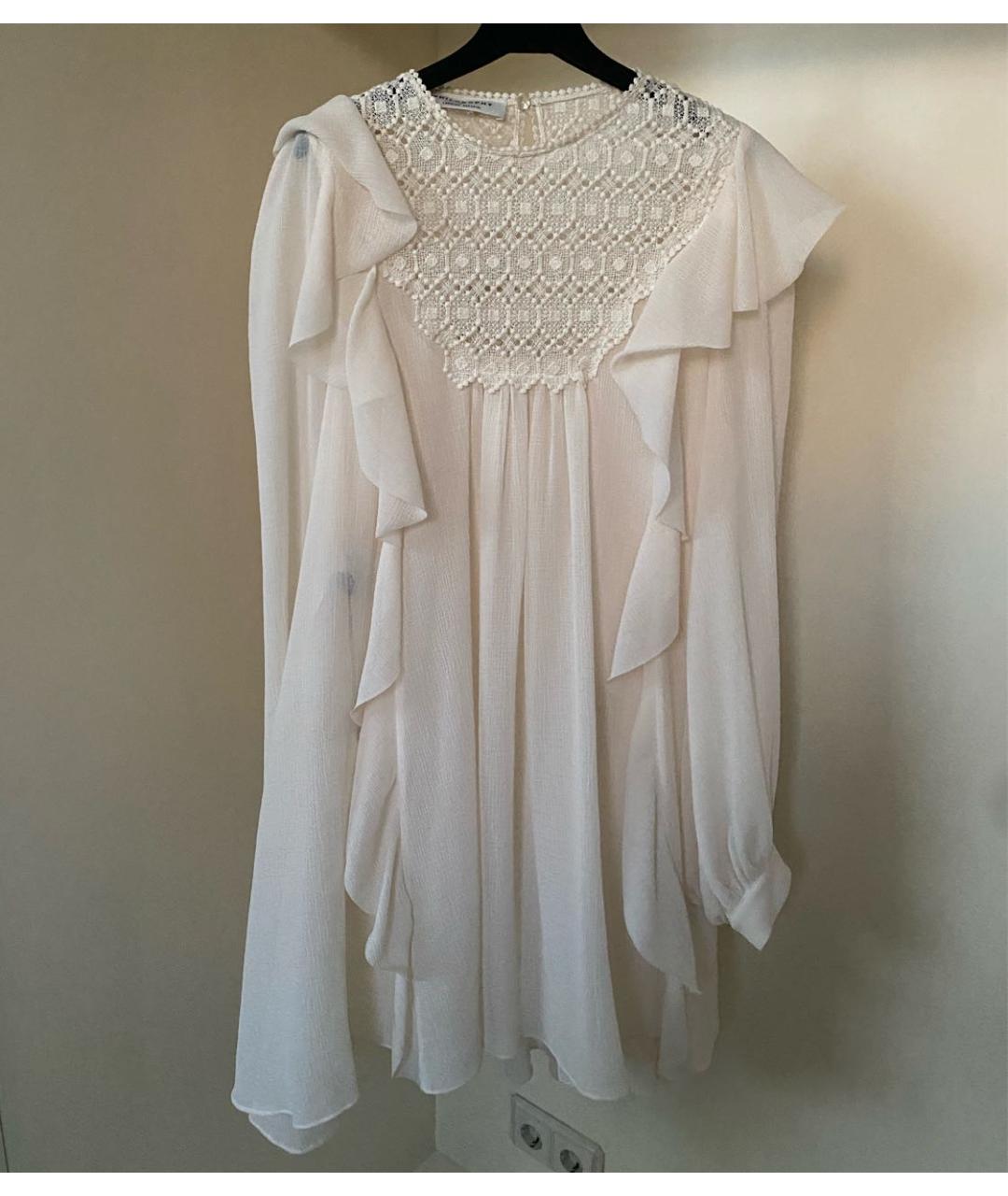 PHILOSOPHY DI LORENZO SERAFINI Белое полиэстеровое повседневное платье, фото 6