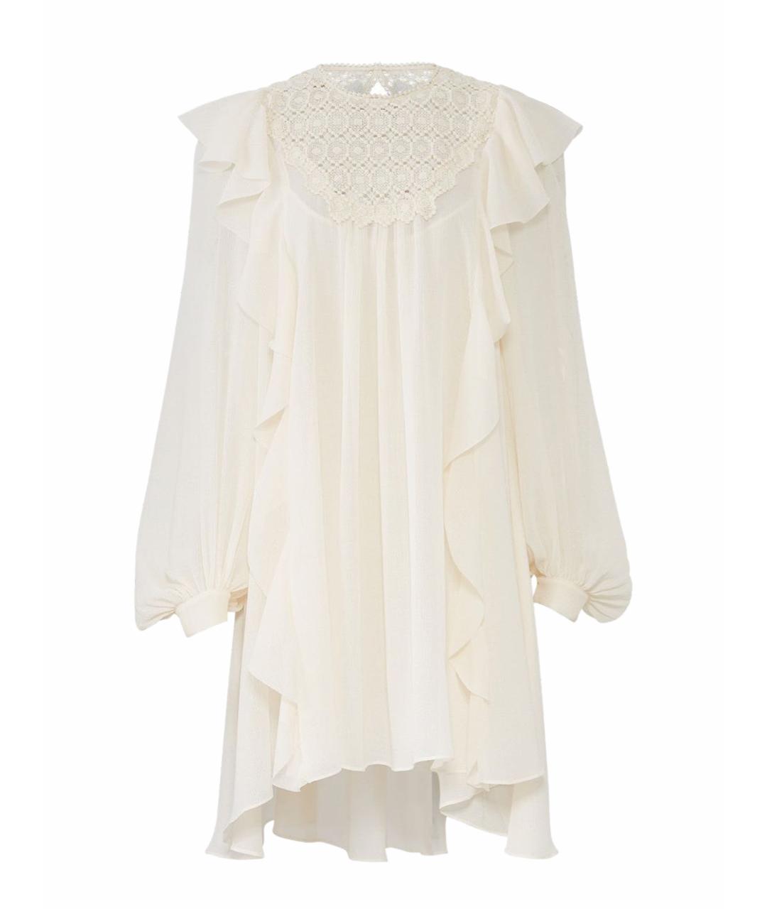 PHILOSOPHY DI LORENZO SERAFINI Белое полиэстеровое повседневное платье, фото 1