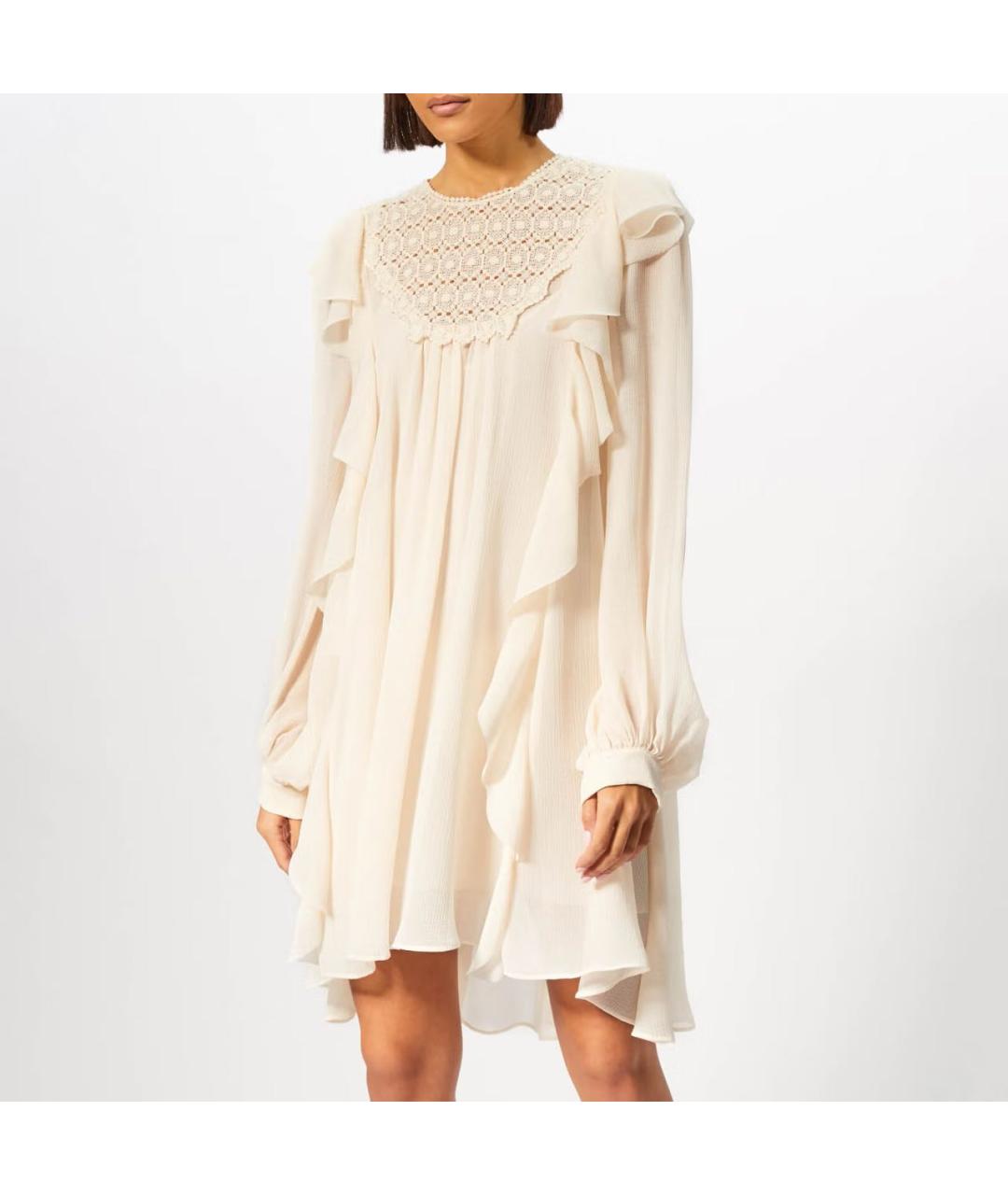 PHILOSOPHY DI LORENZO SERAFINI Белое полиэстеровое повседневное платье, фото 2