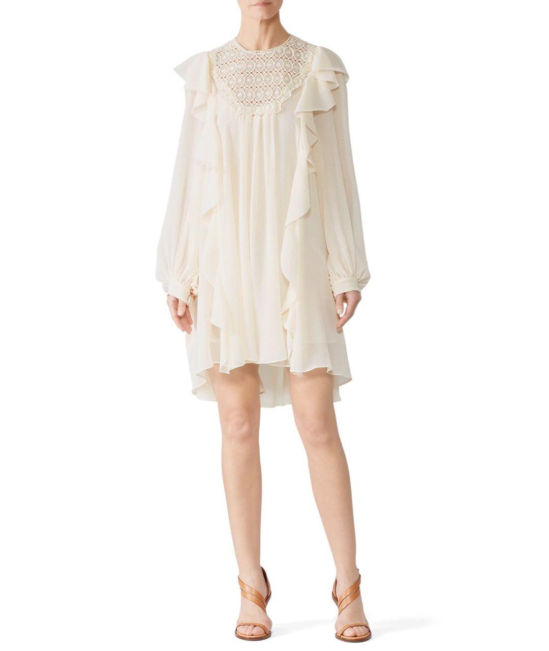 PHILOSOPHY DI LORENZO SERAFINI Белое полиэстеровое повседневное платье, фото 5