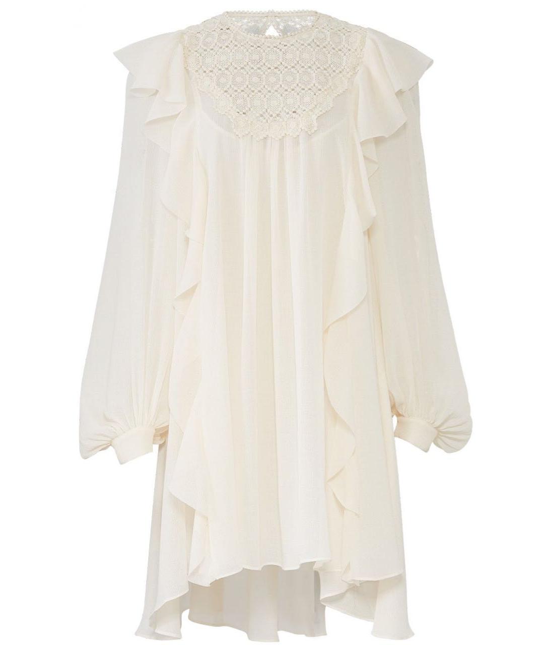 PHILOSOPHY DI LORENZO SERAFINI Белое полиэстеровое повседневное платье, фото 9