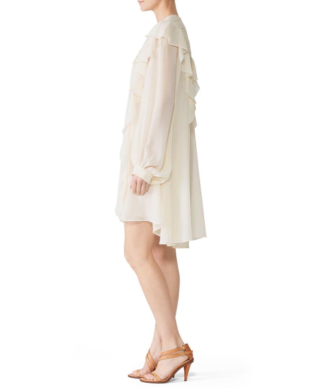 PHILOSOPHY DI LORENZO SERAFINI Белое полиэстеровое повседневное платье, фото 4