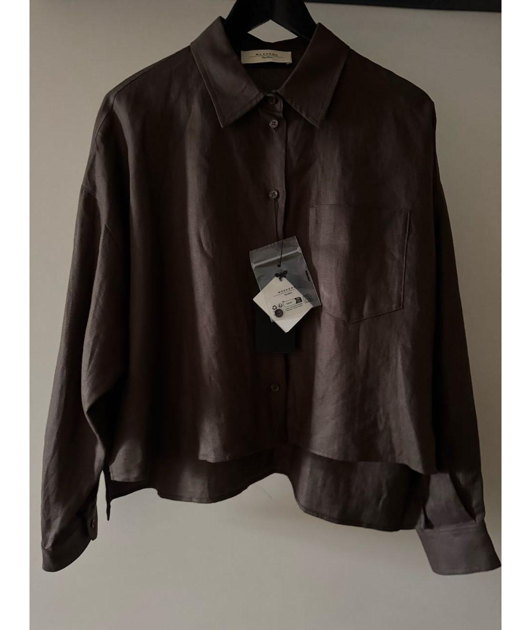 WEEKEND MAX MARA Коричневый льняной костюм с брюками, фото 4