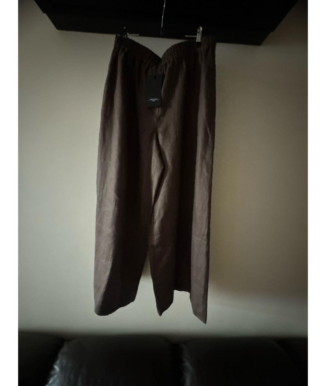 WEEKEND MAX MARA Коричневый льняной костюм с брюками, фото 2