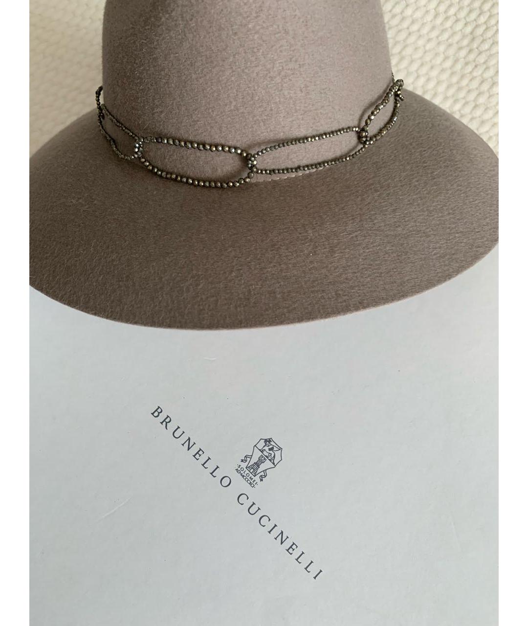 BRUNELLO CUCINELLI Бежевая кашемировая шляпа, фото 3
