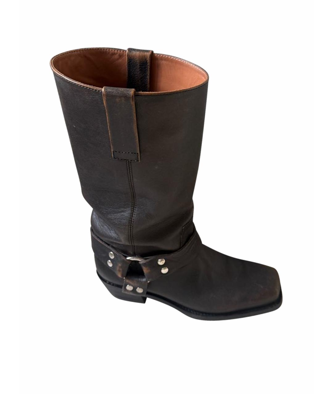 PARIS TEXAS Коричневые кожаные полусапоги, фото 1