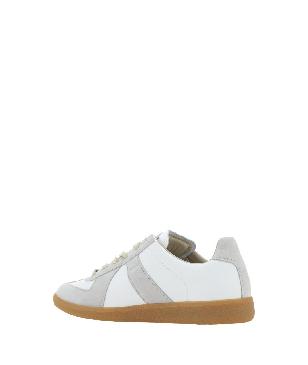 MAISON MARGIELA Белые кожаные низкие кроссовки / кеды, фото 3