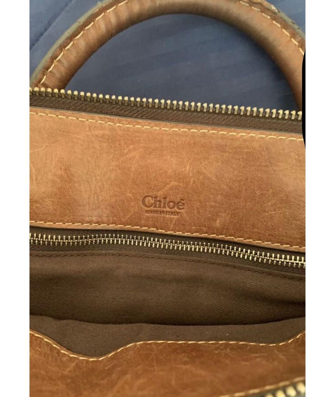 CHLOE Коричневая кожаная сумка тоут, фото 3