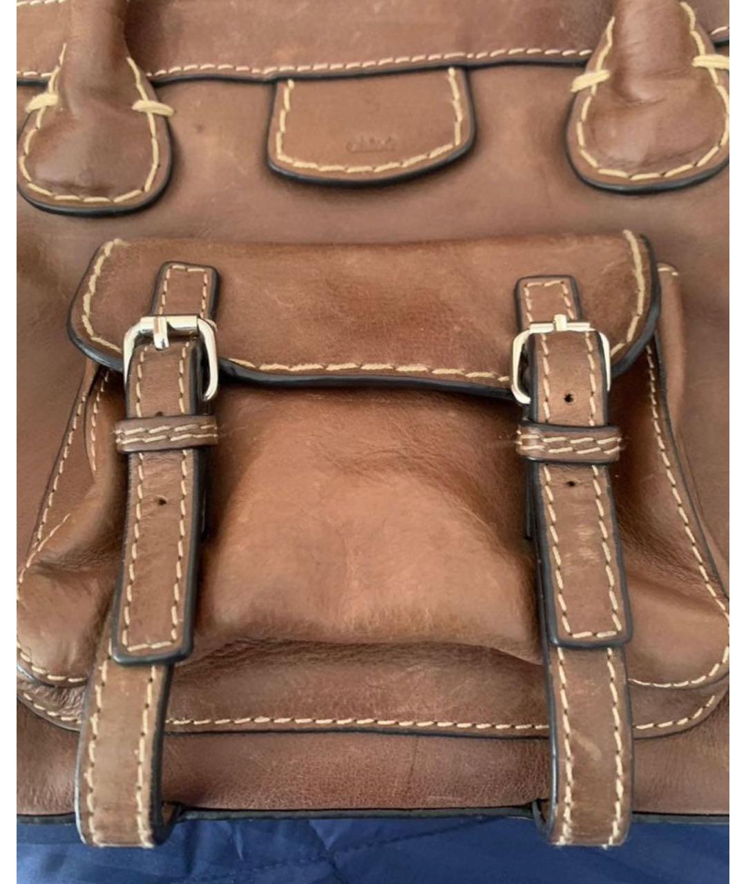 CHLOE Коричневая кожаная сумка тоут, фото 5