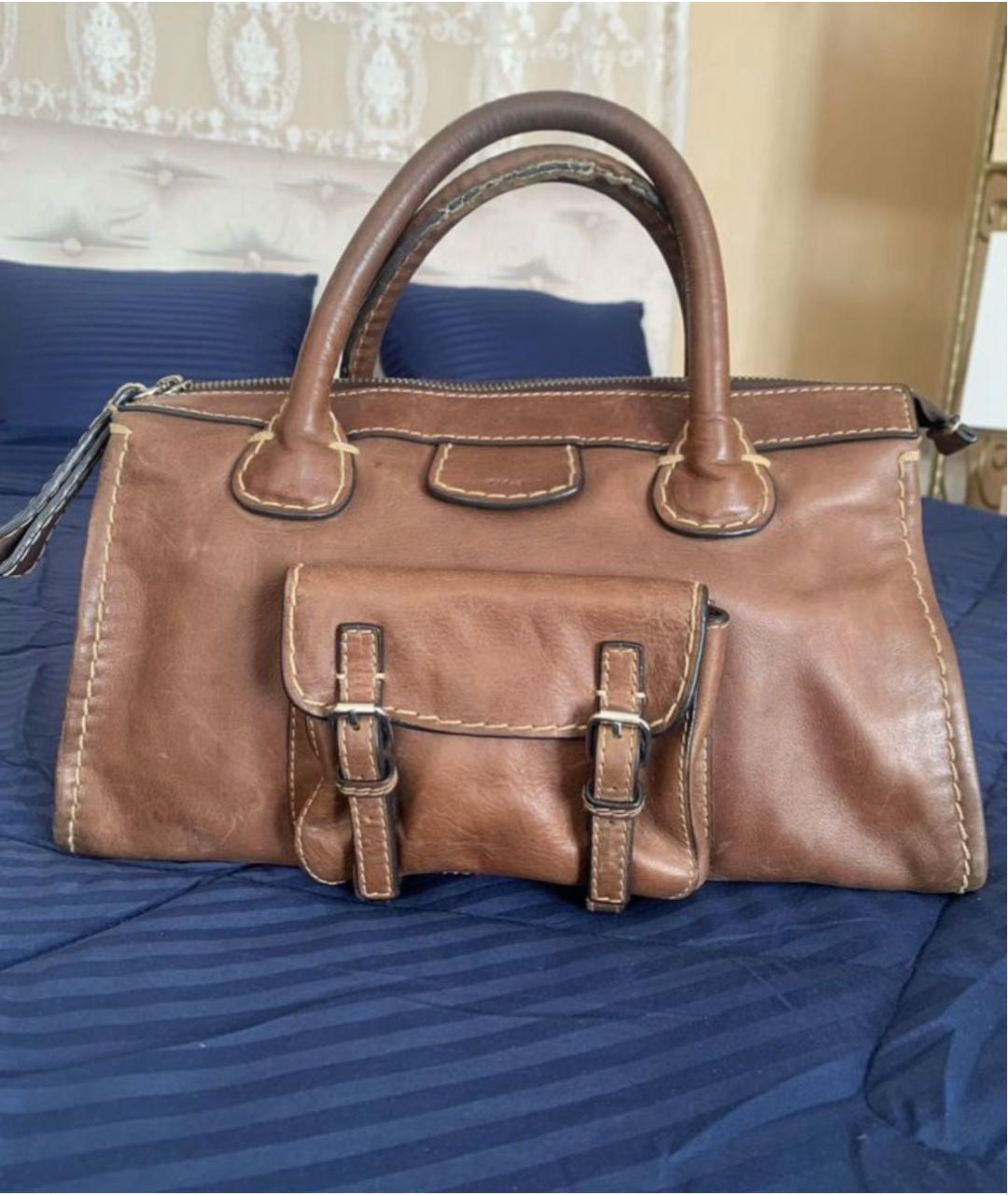 CHLOE Коричневая кожаная сумка тоут, фото 6