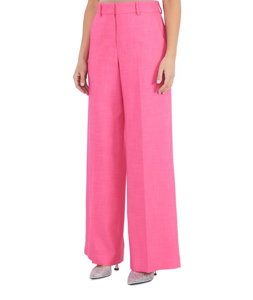 MSGM Розовые вискозные прямые брюки, фото 2