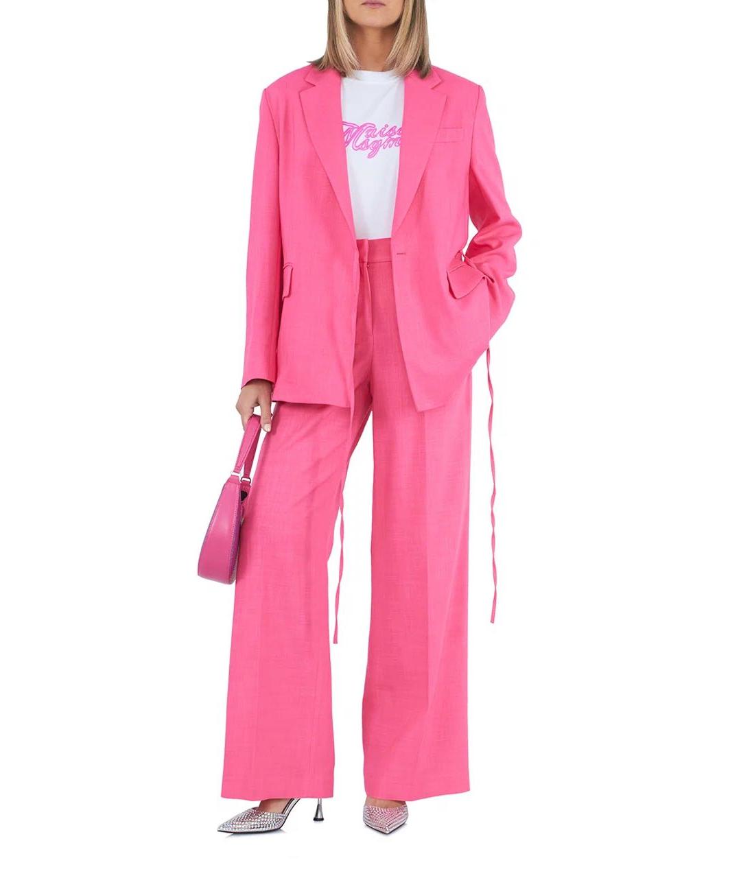 MSGM Розовые вискозные прямые брюки, фото 3