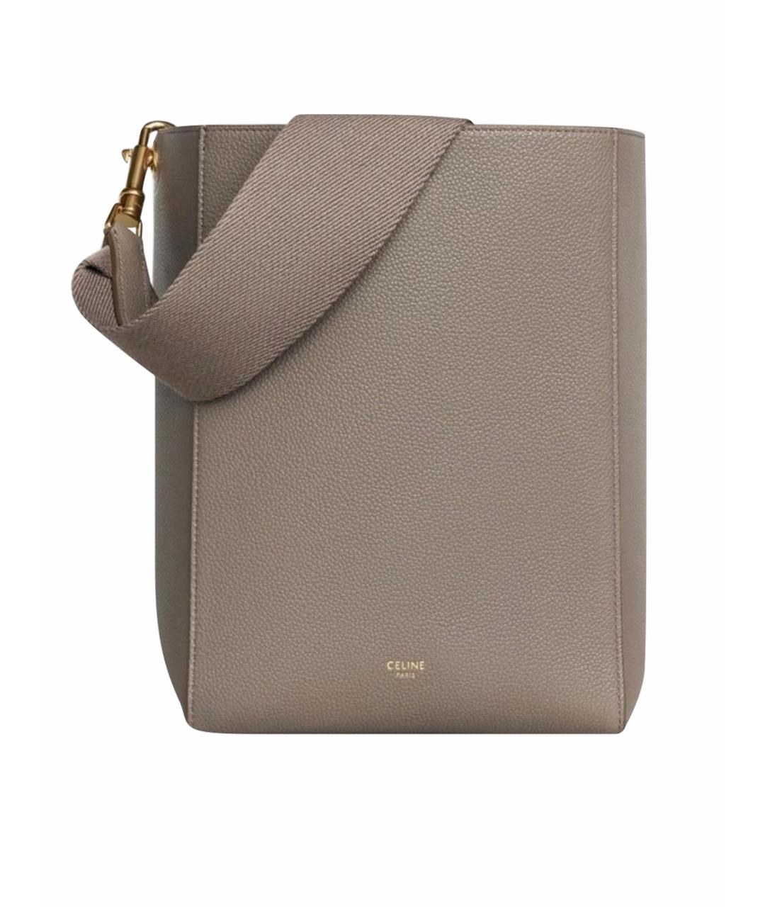 CELINE Бежевая кожаная сумка через плечо, фото 1