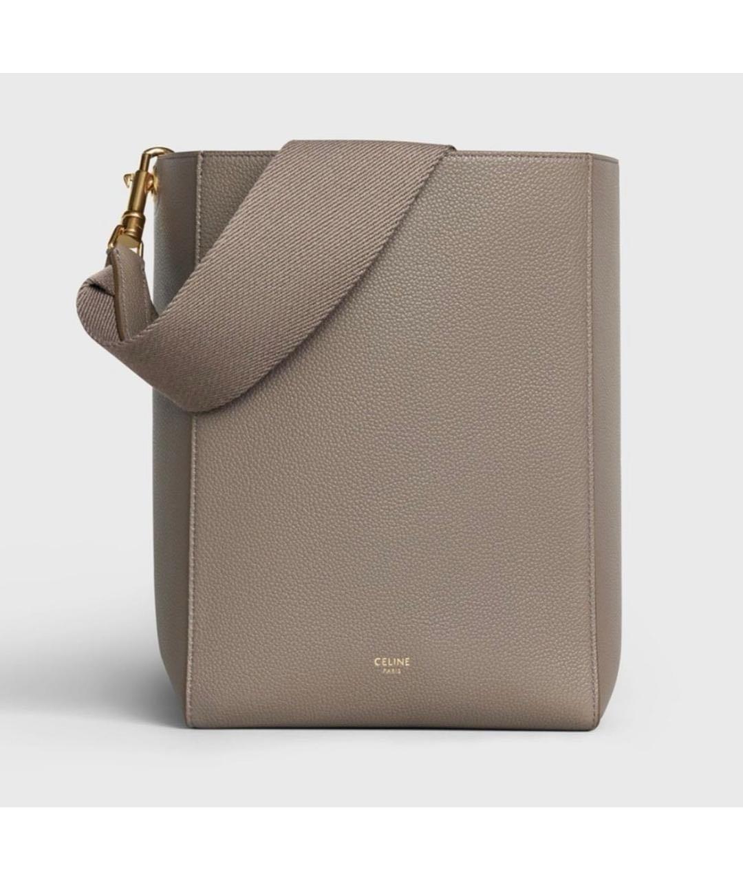 CELINE Бежевая кожаная сумка через плечо, фото 9