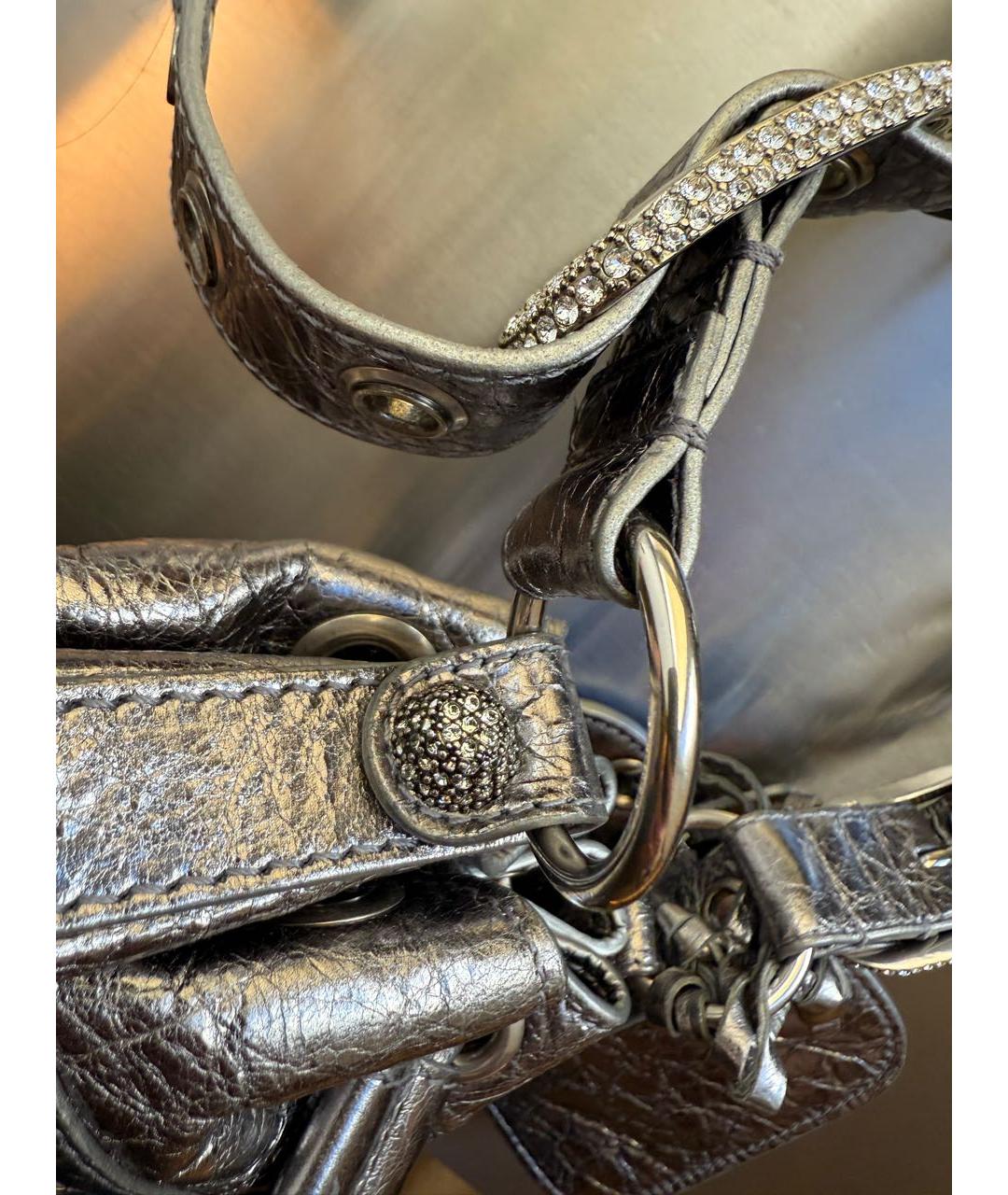 BALENCIAGA Серебряная кожаная сумка через плечо, фото 6