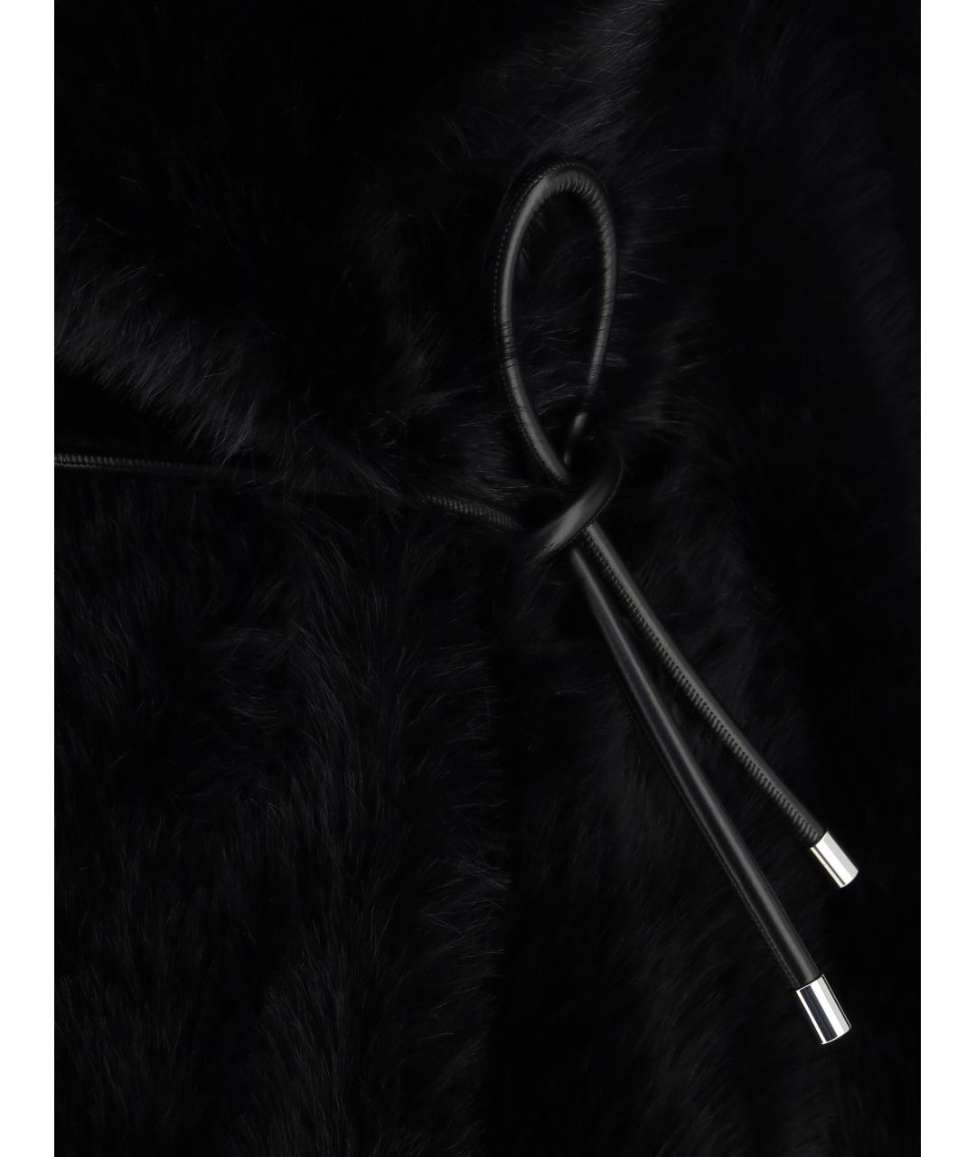 SPORTMAX Черная полиэстеровая шуба, фото 3