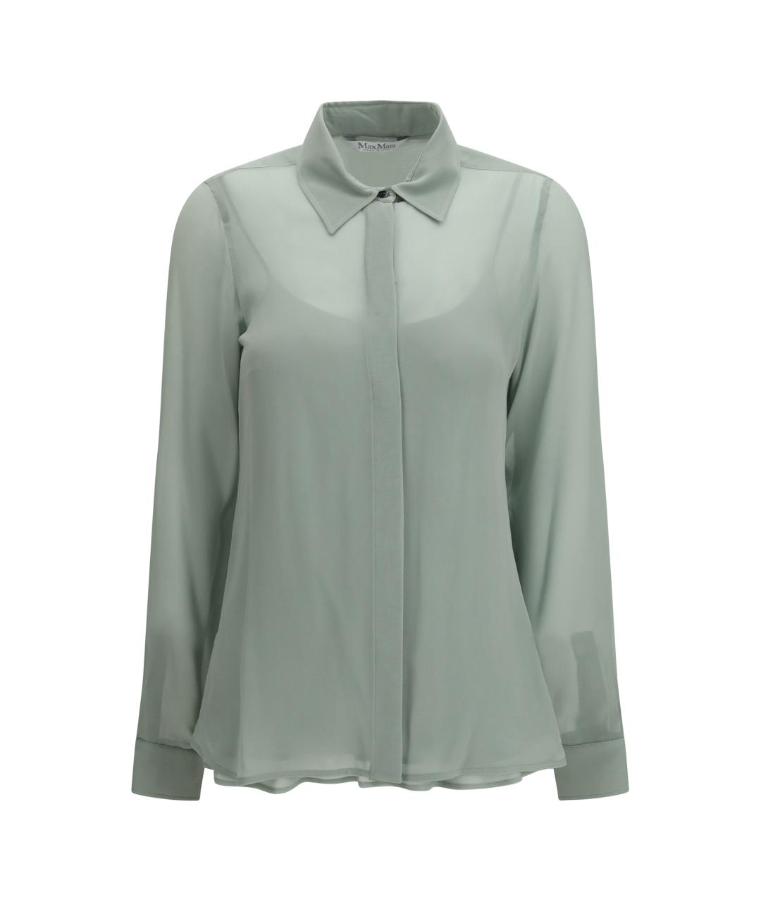 MAX MARA Зеленая шелковая рубашка, фото 1