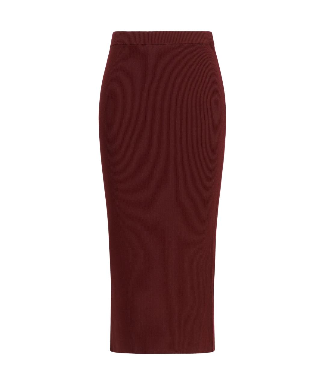 WEEKEND MAX MARA Бордовая вискозная юбка миди, фото 1