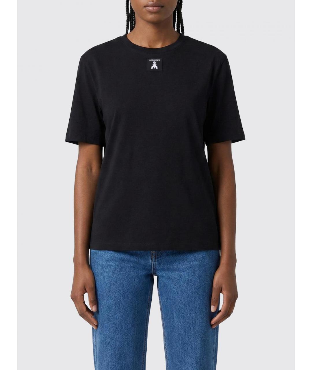 PATRIZIA PEPE Черная хлопковая футболка, фото 2