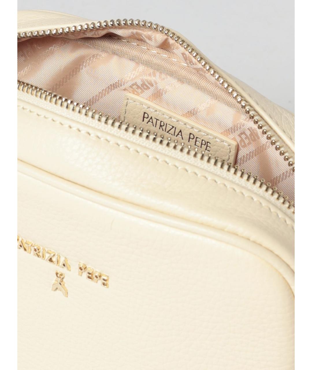 PATRIZIA PEPE Бежевая кожаная сумка через плечо, фото 3