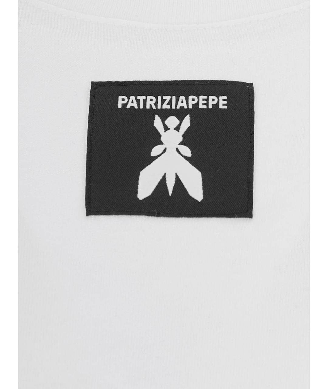 PATRIZIA PEPE Белая хлопковая футболка, фото 4