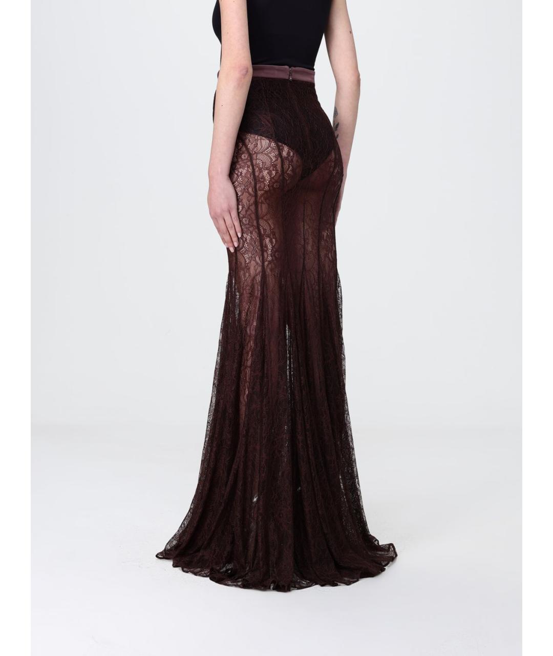 ELISABETTA FRANCHI Коричневая полиамидовая юбка макси, фото 2