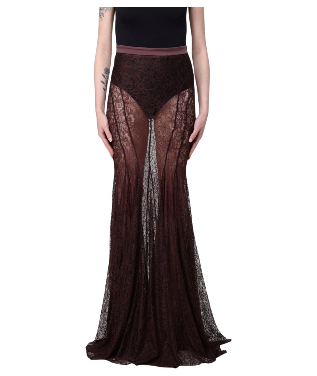 ELISABETTA FRANCHI Коричневая полиамидовая юбка макси, фото 1